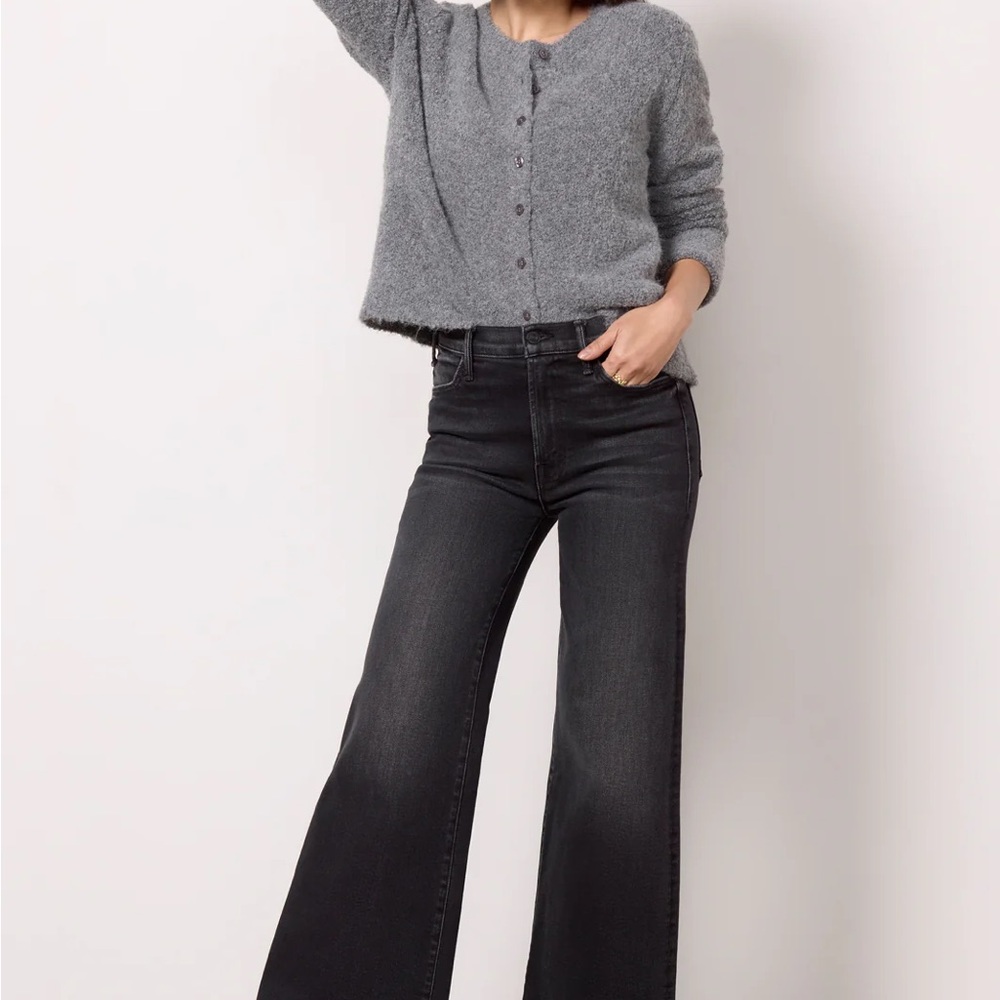 Mother denim Lil Hustler Roller Sneak Black Wide-Leg Jeans 23